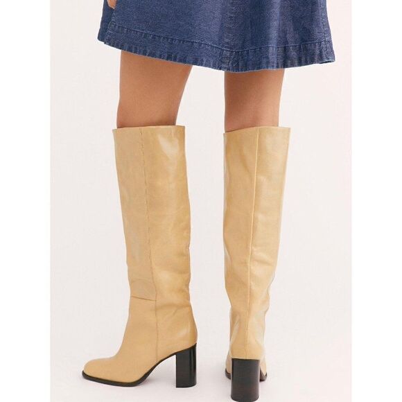 NEW FREE PEOPLE GRAYSON TALL BOOTS IN NATURAL - Picture 2 of 6